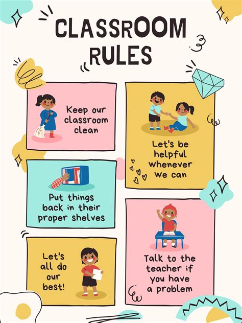 Classroom Poster Rules For The School Class Digital Etsy