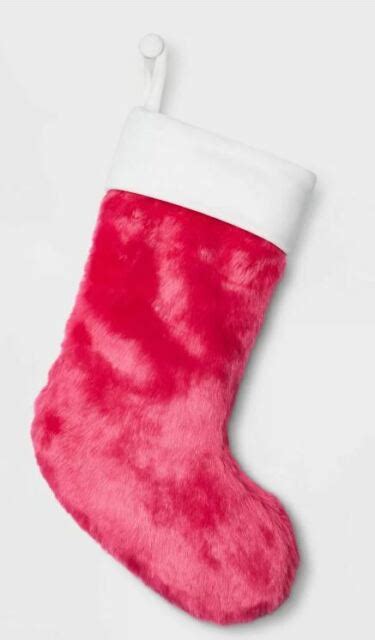 New 20 Long Plush Faux Fur Christmas Stocking Pink Ebay