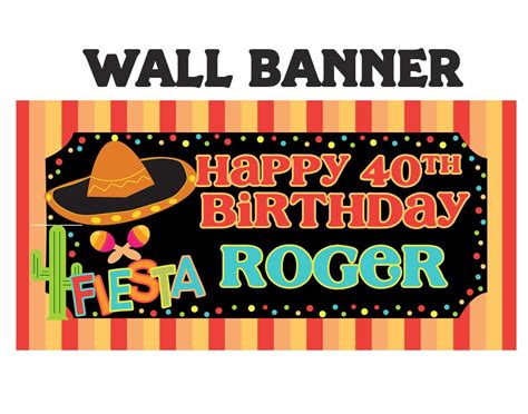Mexican Fiesta Party Banner Personalize Party Banners Sombrero