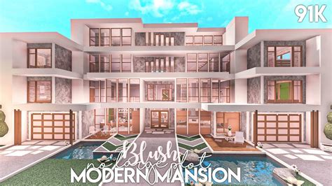 Blush Modern Mansion No Large Plot Bloxburg Build Youtube