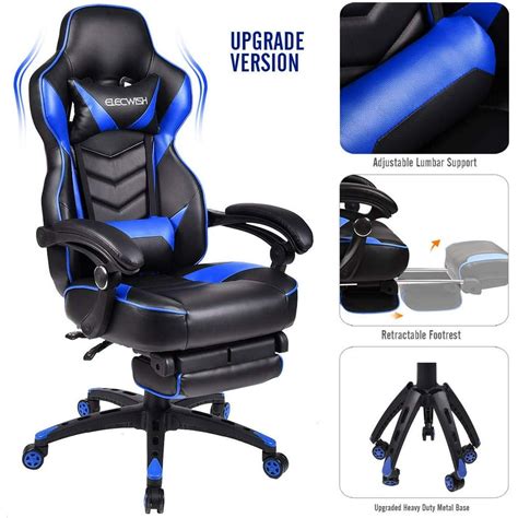 Elecwish Racing Style Reclining Gaming Chair High Back Large Size