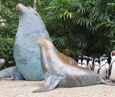 Two Seals Sculpture Animal Sculptures Two Copper Seals Sculpture