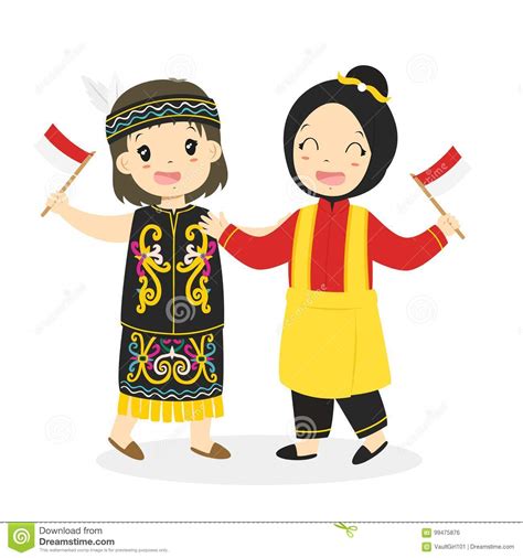 View political cartoons for the day and week featuring the latest trending news in elections, politics, and culture. Dayak And Aceh Kids Holding Indonesian Flag Cartoon Vector ...