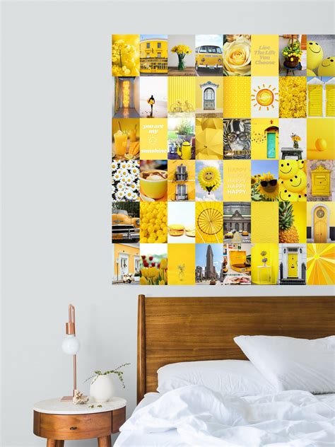 Yellow Collage Kit Yellow Aesthetic Wall Collage Kit Photo Etsy