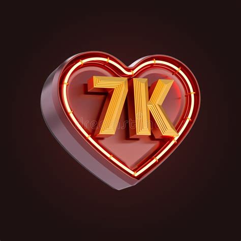 Seven Thousand Or 7k Follower Celebration Love Icon Neon Glow Lighting