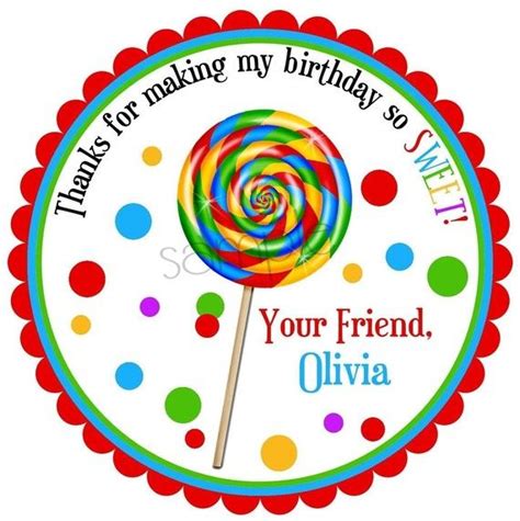 Lollipop stickersPersonalized lollipop labels Sweet Shop | Etsy | Birthday stickers, Lollipop ...