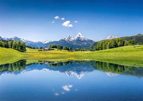Hd Wallpaper Lake 4k Summer Mountains Alps Scenics Nature