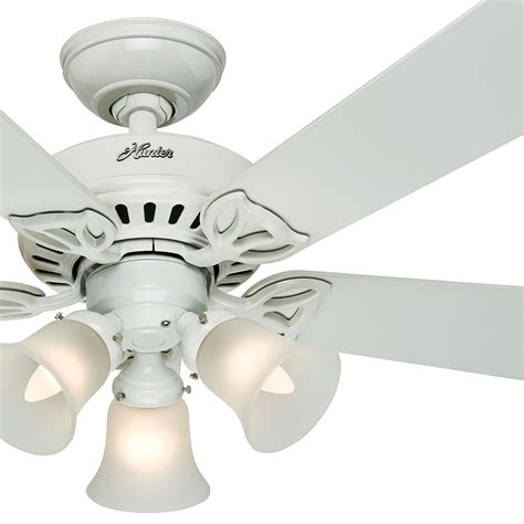 10 colors including three natural shades, white, black, brown, graphite. Hunter Fan 42 Traditional White Ceiling Fan with 3Light ...