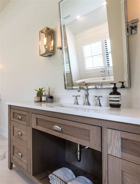 Whether you love traditional styling or prefer something modern and upbeat, you'll find something you love at the bath barn. Bathroom Vanity Oak cabinets stained with custom color ...