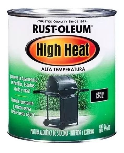 Pintura Alta Temperatura Negro Mate Rust Oleum 946ml Cuotas sin interés