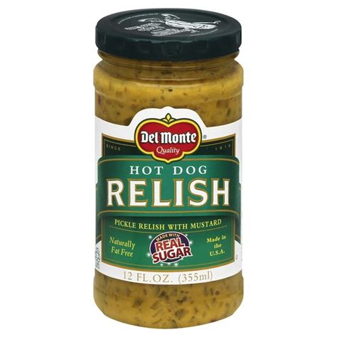 Del Monte Relish Hot Dog Pickle Relish With Mustard Jar 12 Oz