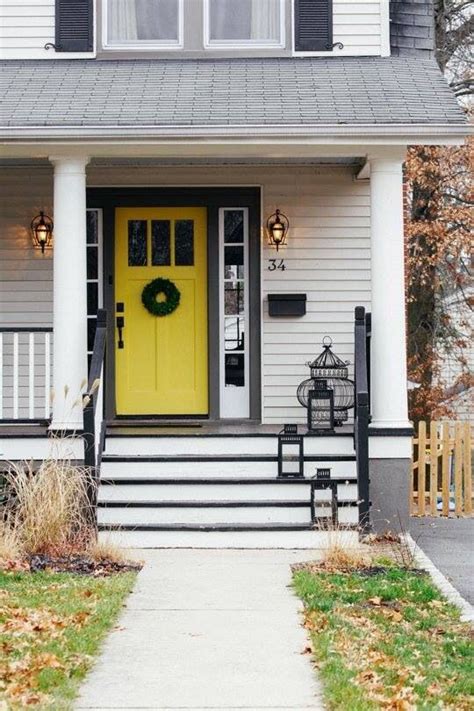 20 Grey House Yellow Front Door