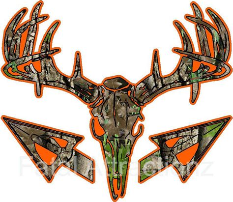Camo Orange Deer Skull S4 Arrows Vinyl Sticker Decal Hunting Buck Bow