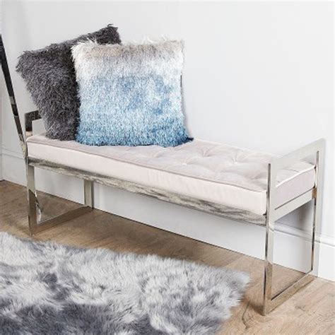 Tufted Stainless Steel Bench Modern Furniture Contemporary Benches