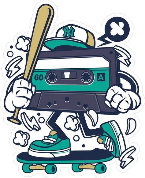 Cassette Skate Sticker Free Vector cdr Download - 3axis.co