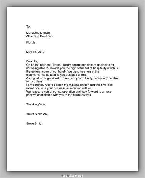 50 Apology Letter Sample Redlinesp
