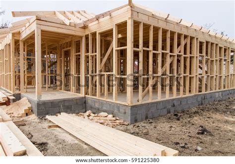 New Residential Construction House Framing Stock Photo Edit Now 591225380