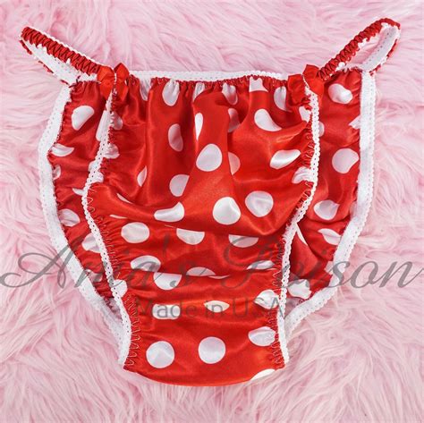 Sissy Satin Panties Ania’s Poison Red Polka Dot Mini Mouse Style Shiny 100 Polyester