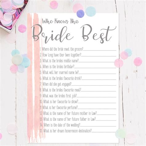 Hen Party Hen Do Who Knows Bride Best Game Cards Etsy