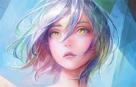 Wallpaper Girl Art Short Hair Lips Face Digital Art Artwork