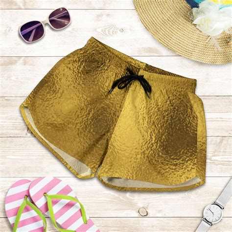Glittering Gold Womens Shorts Womens Shorts Sporty Girls Perfect Fit