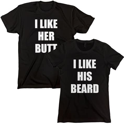i like her butt and i like his beard couples shirt set