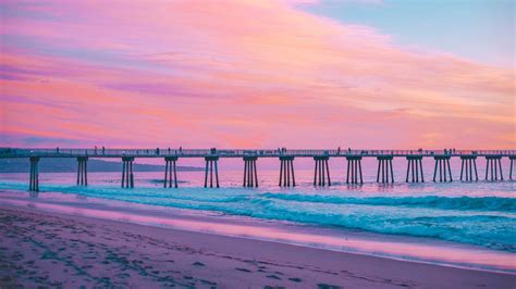 Wallpaper hd of pastel, sunset, digital, digital art, dusk, painting, landscape, sky, mist. Download wallpaper 1366x768 pier, sea, surf, pink, hermosa beach, california tablet, laptop hd ...