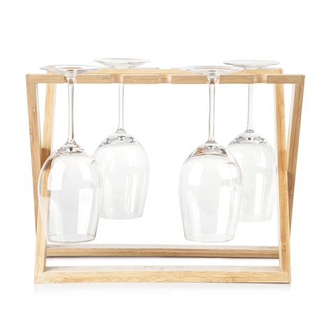 This wooden slate comes with 6 shot glasses so you can serve them in a different way. Bamboo Wine Glass Holder Rack: Hangover Foldable Stemware kitchen Organizer to Hold 6 Wine ...