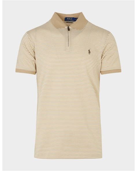 Polo Ralph Lauren Cotton Stripe Polo Shirt Nude In Beige Natural For