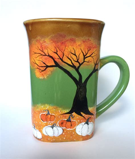 Fall Pumpkin Patch Coffee Mug Hand Painted Fall Decor