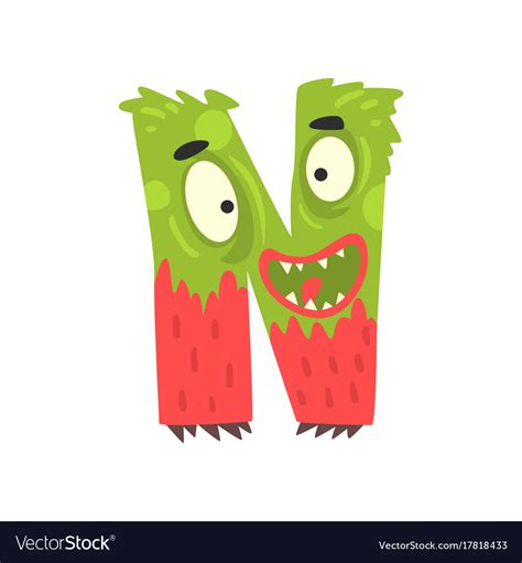 Cartoon Character Monster Letter N Royalty Free Vector Image