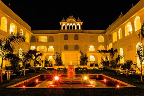 Np Rajasthani Haveli Courtyard And Fountain At Night Oc India