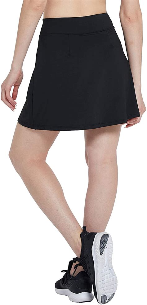 Slimour Women Long Golf Skirt With Pockets Active Skirt With Black