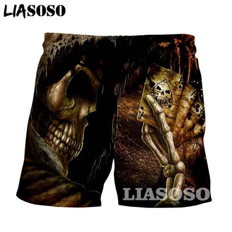 Liasoso New Fashion Summer Men Beach Shorts 3d Print Skull Grim Reaper