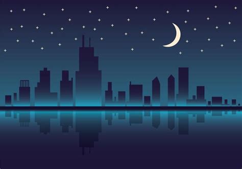 Free Chicago Skyline Night Vector Illustration Download Free Vector