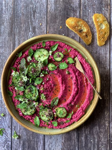 Balsamic Roasted Beetroot Hummus With Quick Pickled Cucumber — Dear Fig