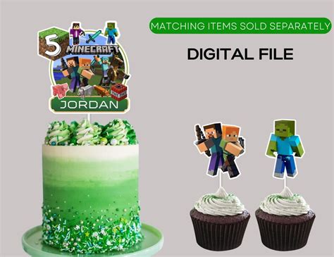 Minecraft Cupcake Topper Minecraft Party Minecraft Birthday Etsy
