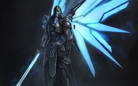 Illustration Of Swordsman With Wings Digital Art Armor Robot