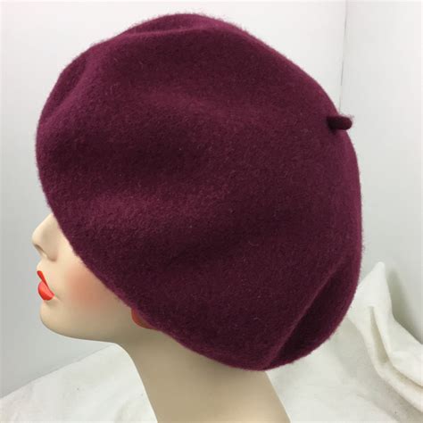 Classic French Beret 1930s Glamour Fine Wool Burgundy Garbo Dark Red