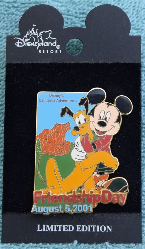 Disneyland Mickey And Pluto Friendship Day 2001 Pin Retired Disney