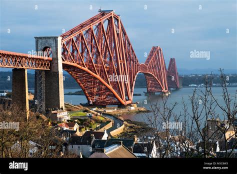 The Forth Rail Bridge Viewed From North Queensferry Spans The Firth Of