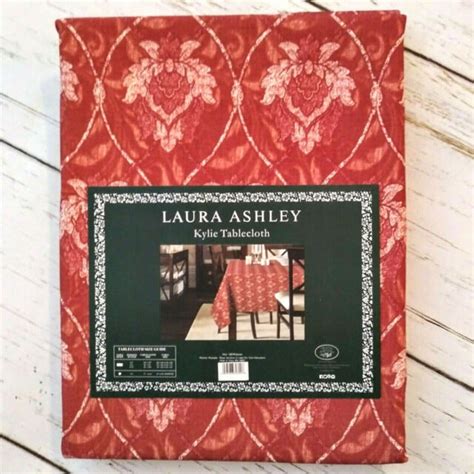 Laura Ashley Kylie 70 Round Tablecloth Brick Red Water Repellant Ebay