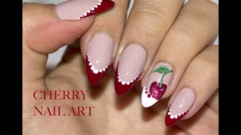 Cherry Nail Art Tutorial How To Make Dramatic French Manicure Youtube