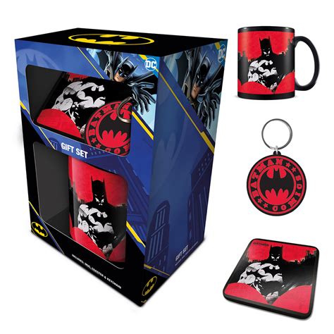 Batman Red Official Dc Comics Mug Coaster And Keyring T Set