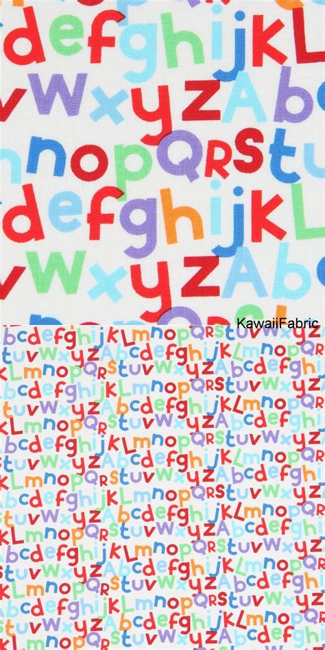 White Fabric With Colorful Letter Of Alphabet By Timeless Treasures