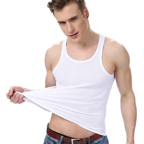 Summer Solid Color Cotton Tank Top Fitness Men Clothing Sexy