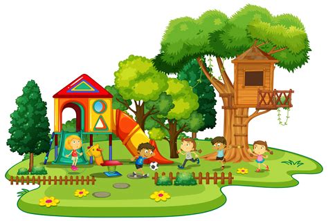 Happy Children Playing In The Playground 362832 Download Free Vectors