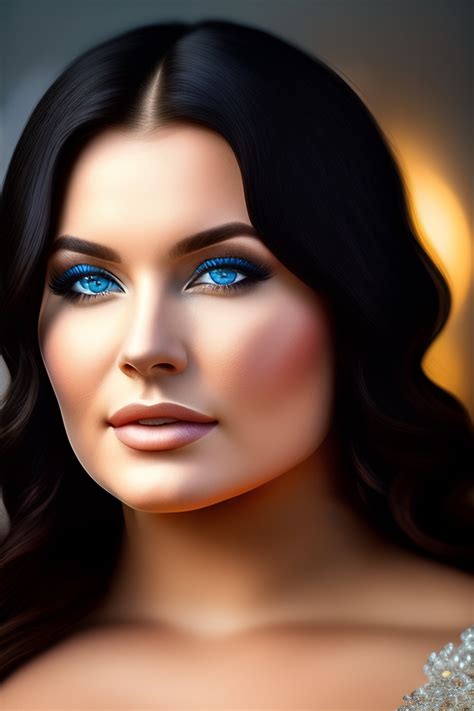 lexica beautiful russian woman plus size black hair blue eyes