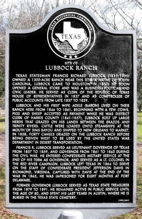 Site Of Lubbock Ranch Historical Marker