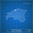 Plantilla Del Mapa Del Modelo De Estonia Con El Capital Ilustración del ...